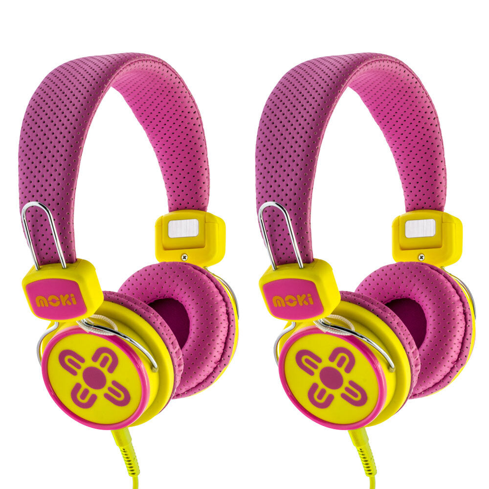 Moki Kid Safe Volume Limited Headphones 3y+ Pink & Yellow (2 Pack) — image 2