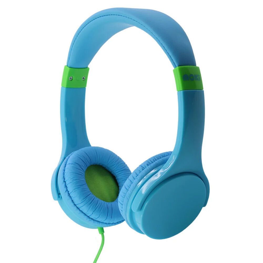 Moki Lil Kids Headphones On Ear Headband Volume Limited w/3.5mm Jack 3y+ — Blue
