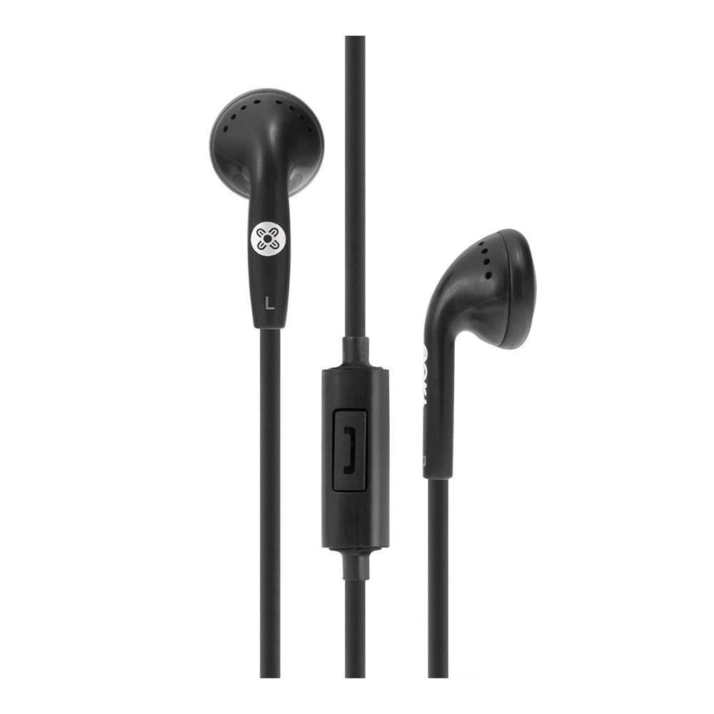 Moki Stereo In-Ear Black Earphones 3.5mm Jack Headset In-Line Mic