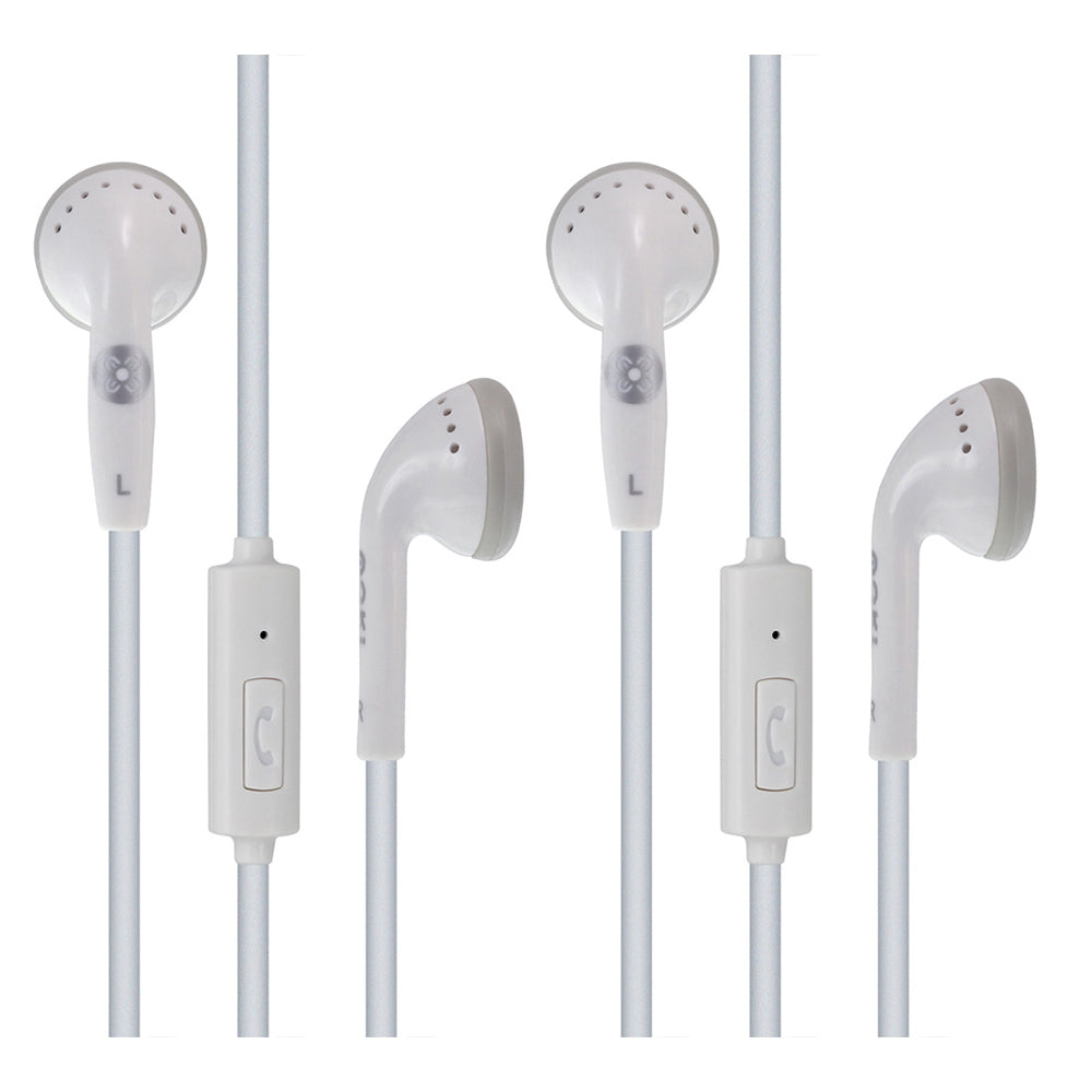 Moki Stereo In-Ear Earphones 3.5mm Jack Headset w/ In-Line Mic White (2 Pack)