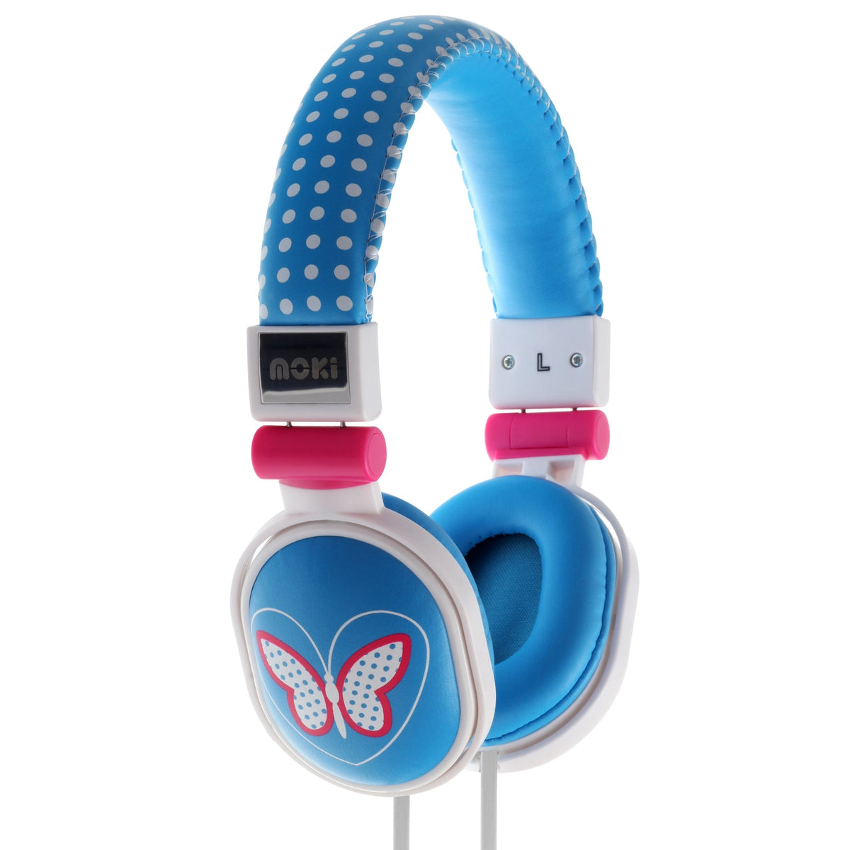 Moki DJ Style Popper Wired 3.5mm Headphones for iPhone/Android Butterfly Blue