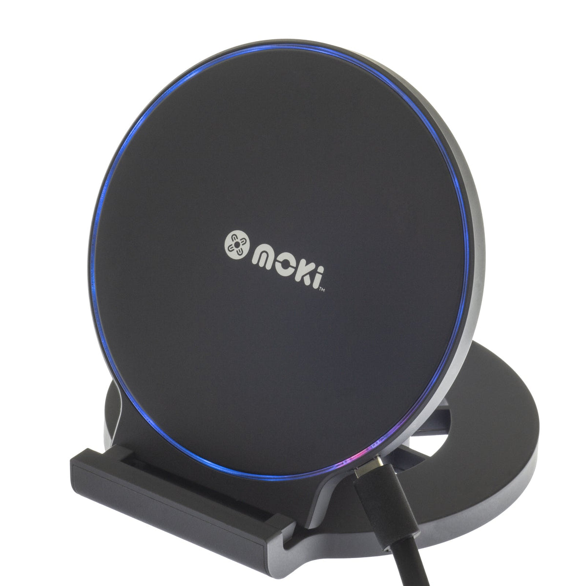 Moki 150cm Cable Led Indicator ChargeStand Qi 10W Wireless Charger f/ Smartphone