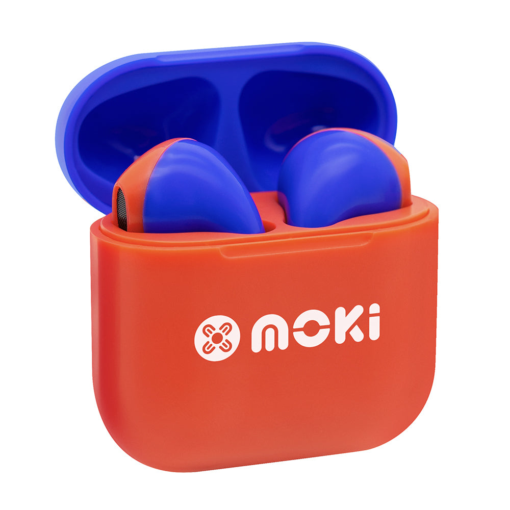 Moki MokiPods Mini TWS Bluetooth Earphone Kids Volume Limited Earbud — Red Blue