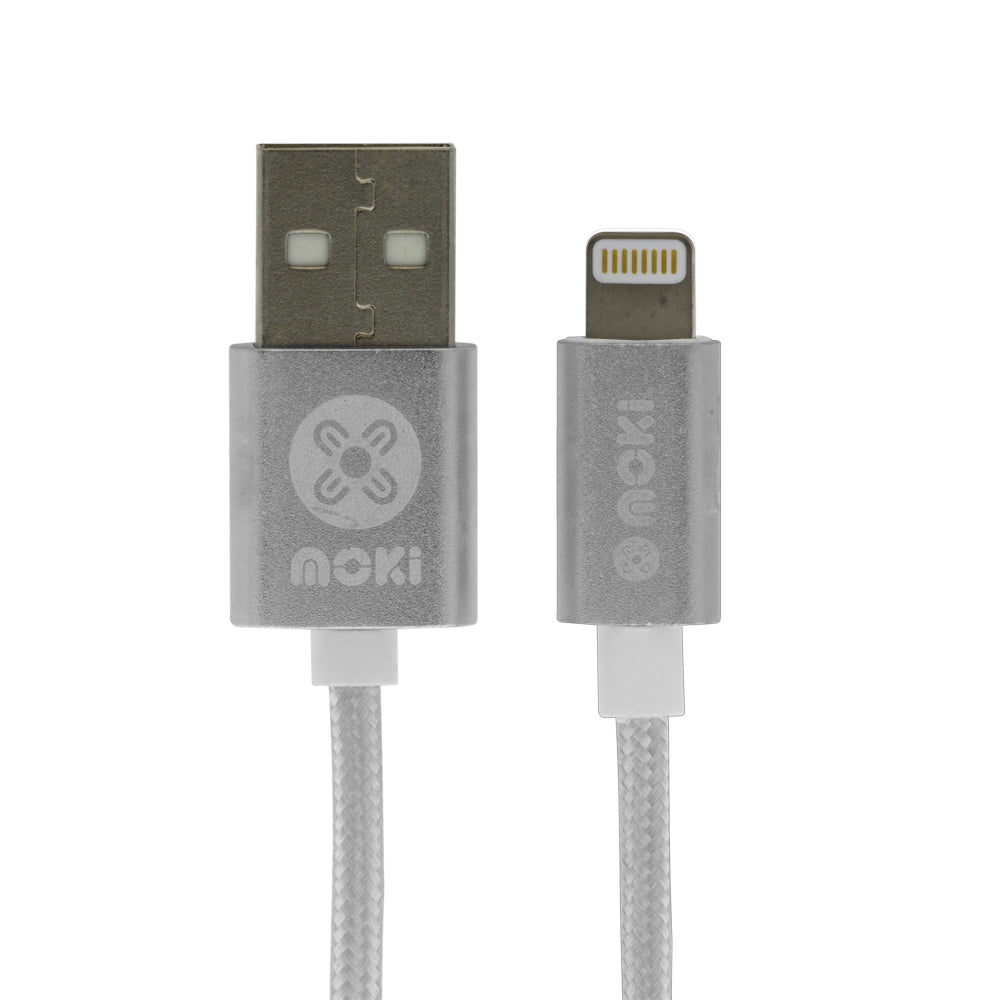 Moki 90cm Braided Lightning MFI-Certified to USB Charging Cable for iPhone SLV — image 2