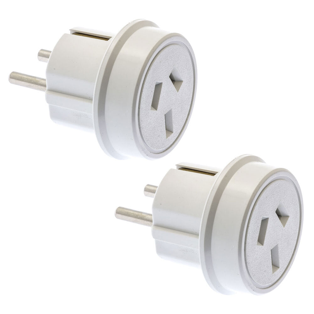 Moki Travel Adaptor Aus/nz to Europe/Bali Wall Adapter Power Plug Outlet WHT (2 Pack)