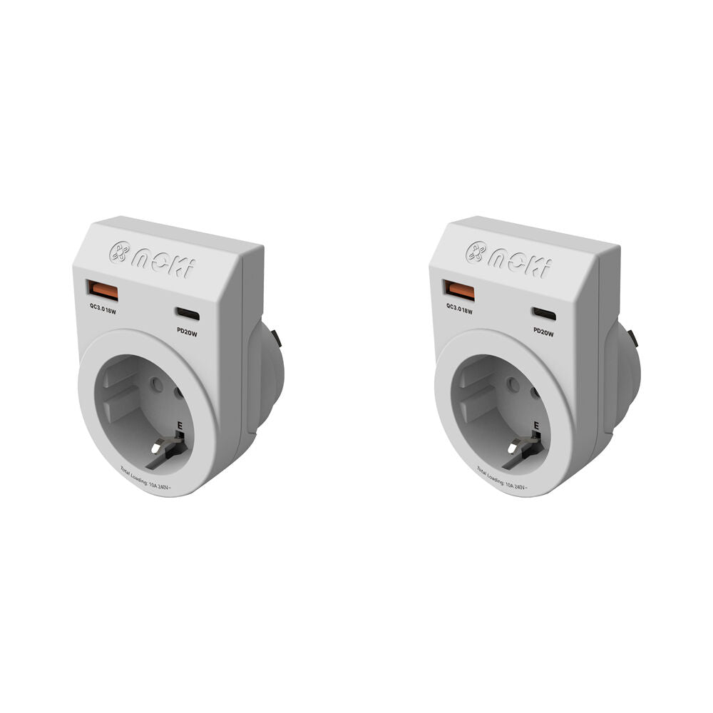 Moki 2PK Travel Adaptor Plus Inbound EU to AU NZ with Type C USB a