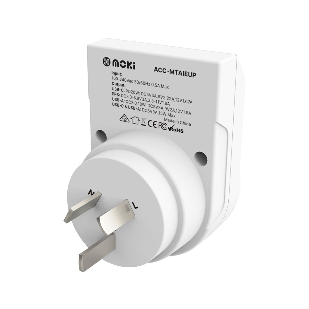 Moki 2PK Travel Adaptor Plus Inbound EU to AU NZ with Type C USB a — image 4