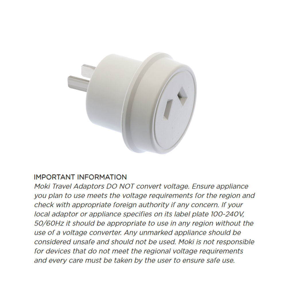 Moki Travel Adaptor Aus/nz to Japan Wall Charger Adapter Power Plug Socket White — image 2