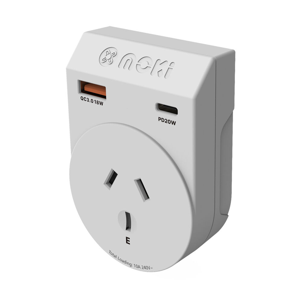 Moki Travel Adaptor Plus Outbound AU/NZ to South Africa with Type-C & USB-A