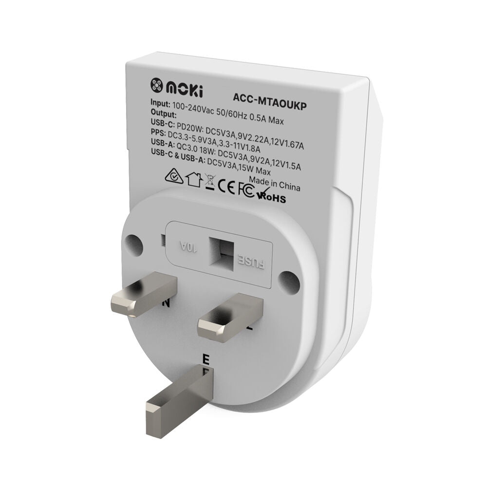 Moki 2PK Travel Adaptor Plus Outbound AU NZ to UK Type C USB a — image 3