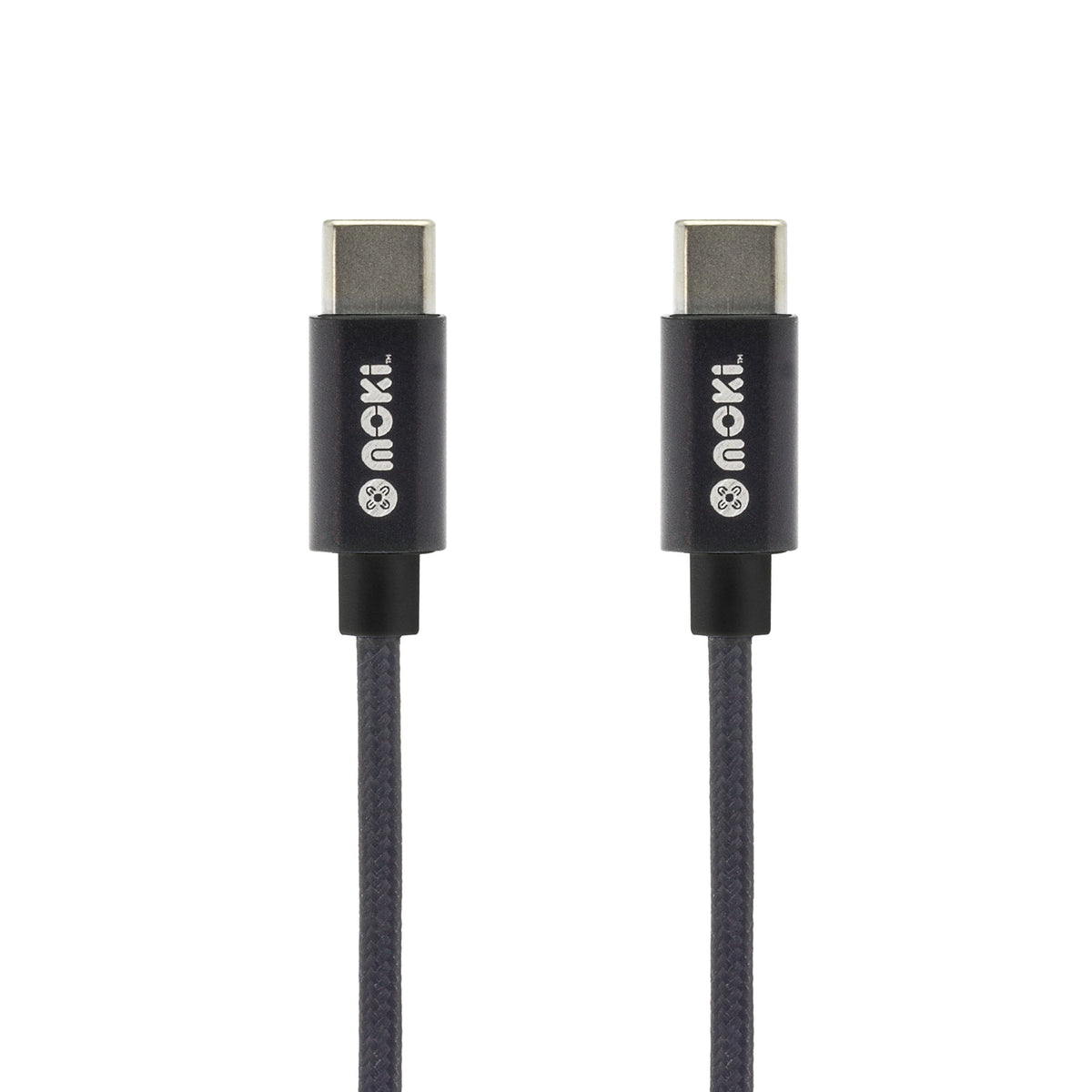 Moki 90cm Braided USB Type C/Type C Sync/Charge Cable for Phone to Charger Black