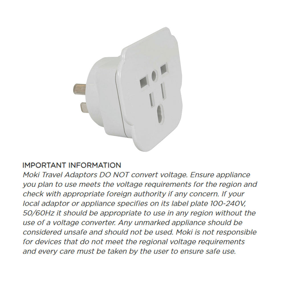 Moki Travel Adaptor Inbound Universal World to AU/NZ Travel Adapter/Socket White — image 2