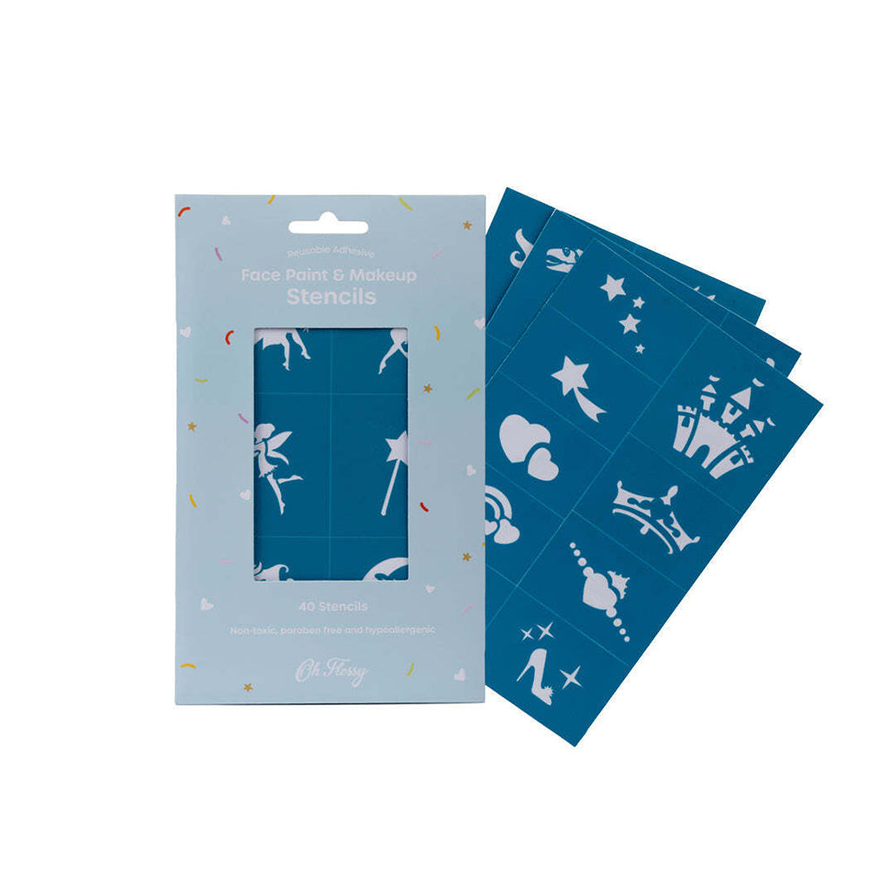 OH Flossy Reusable Adhesive Stencils For Face Paint & Makeup/Cosmetic 3y+ (40 Pieces)