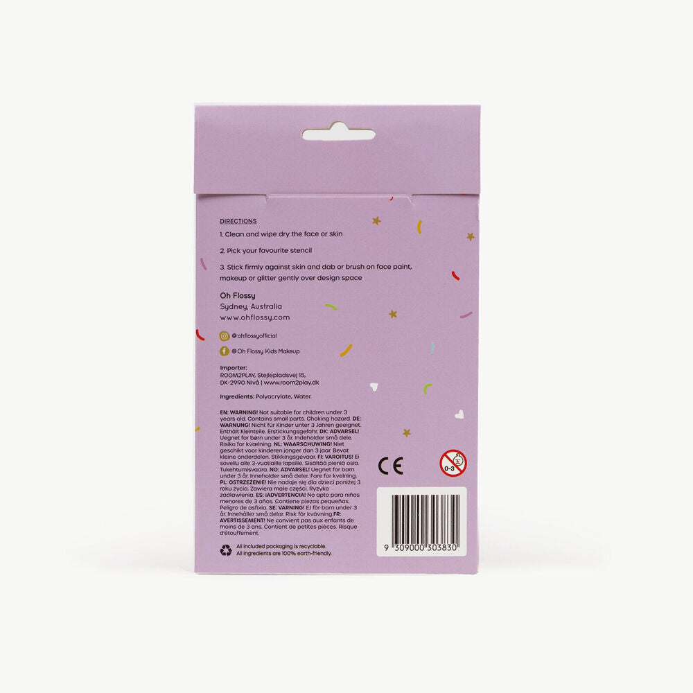 OH Flossy Reusable Adhesive Face Paint & Makeup Stencils 10cm - Purple 3y+ (40 Pieces) — image 4