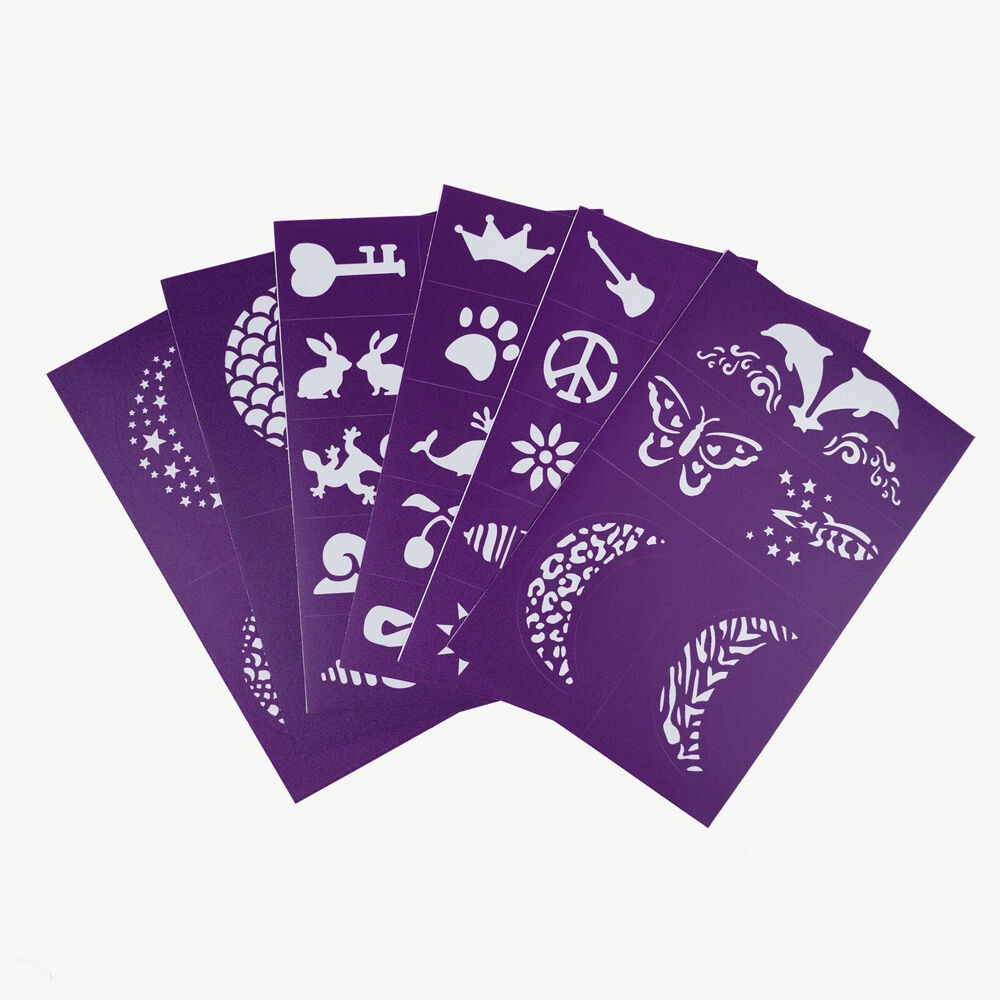 OH Flossy Reusable Adhesive Face Paint & Makeup Stencils 10cm - Purple 3y+ (40 Pieces) — image 2
