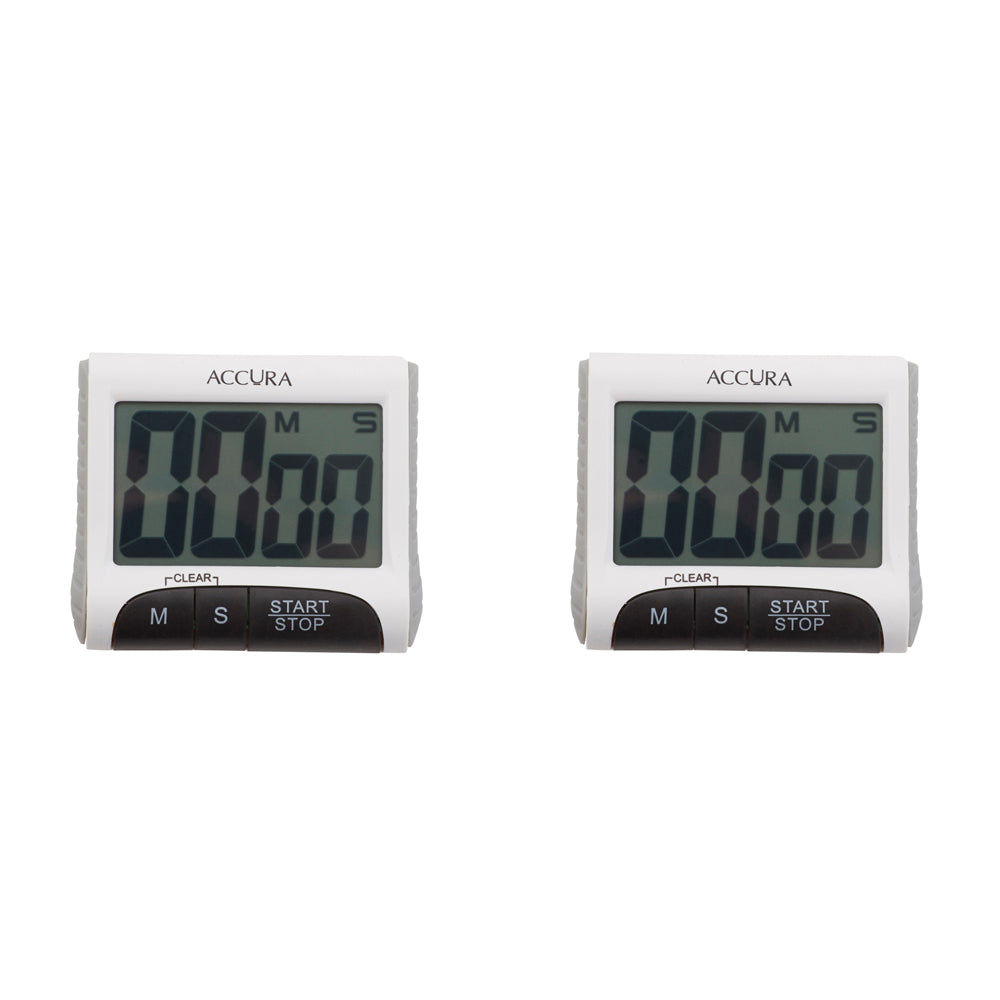 Davis & Waddell Digital Timer 99 Min 59 Seconds 8x3cm - White (2 Pack)