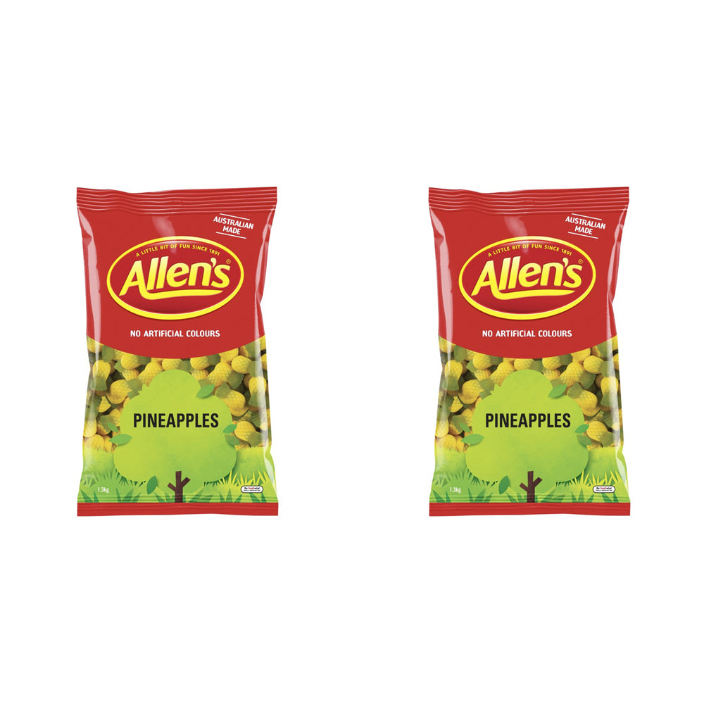 Allen's Allens Pineapples Large Soft Chew Confectionery Lolly/Candy Bag Sweets 1.3kg (2 Pack)