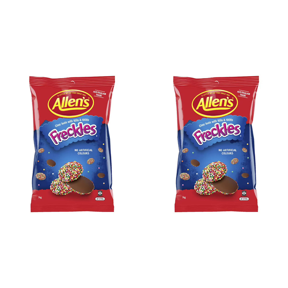 Allen's 1kg Freckles Creamy Hundreds & Thousands Chocolate Crunch Candy Snack (2 Pack)
