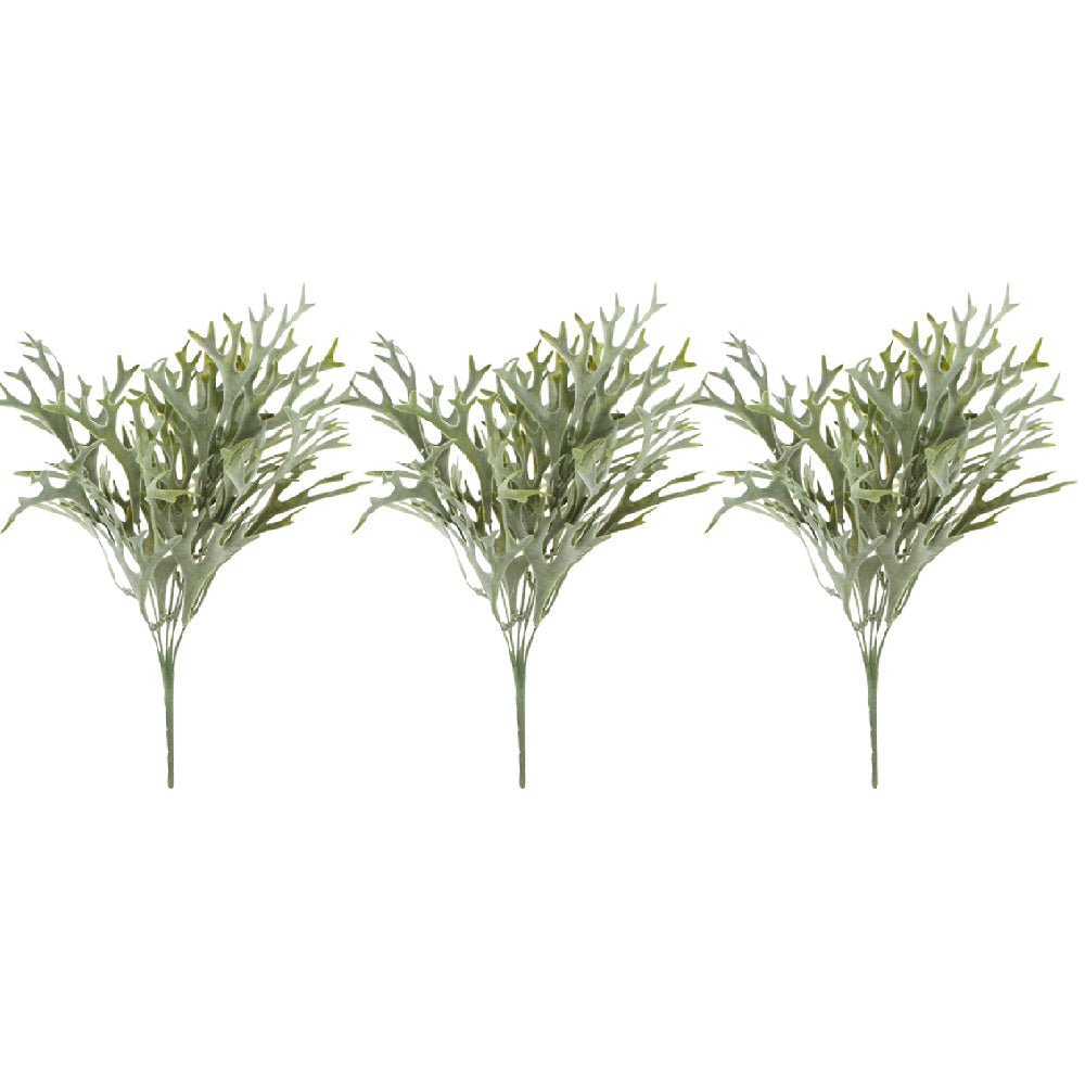 Maine & Crawford 38cm Faux Darcie Stag Horn Spray Artificial/Fake Plant Green (3 Pack)
