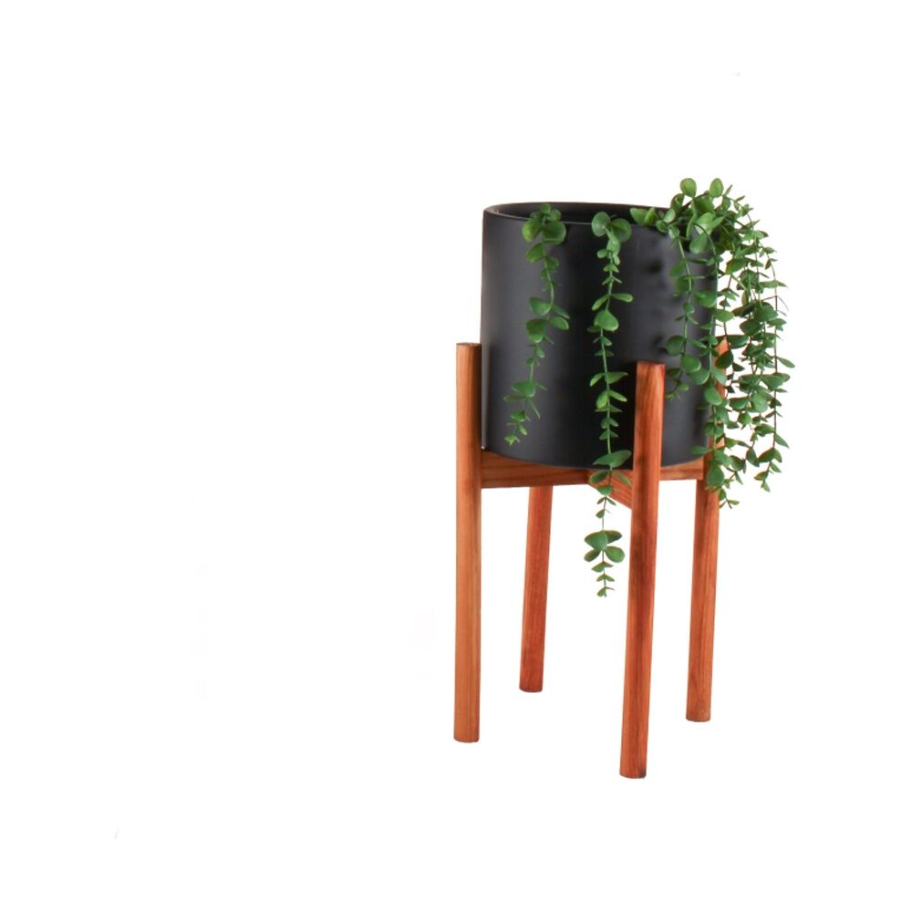 Maine & Crawford Peyton 36x22cm Planter Stand w/ Ceramic Pot Garden Decor Black — image 2
