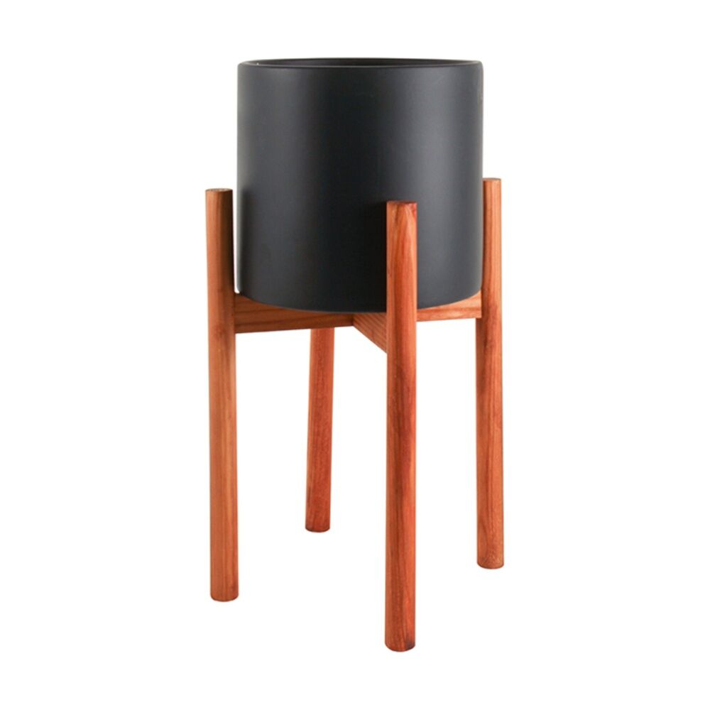 Maine & Crawford Peyton 36x22cm Planter Stand w/ Ceramic Pot Garden Decor Black