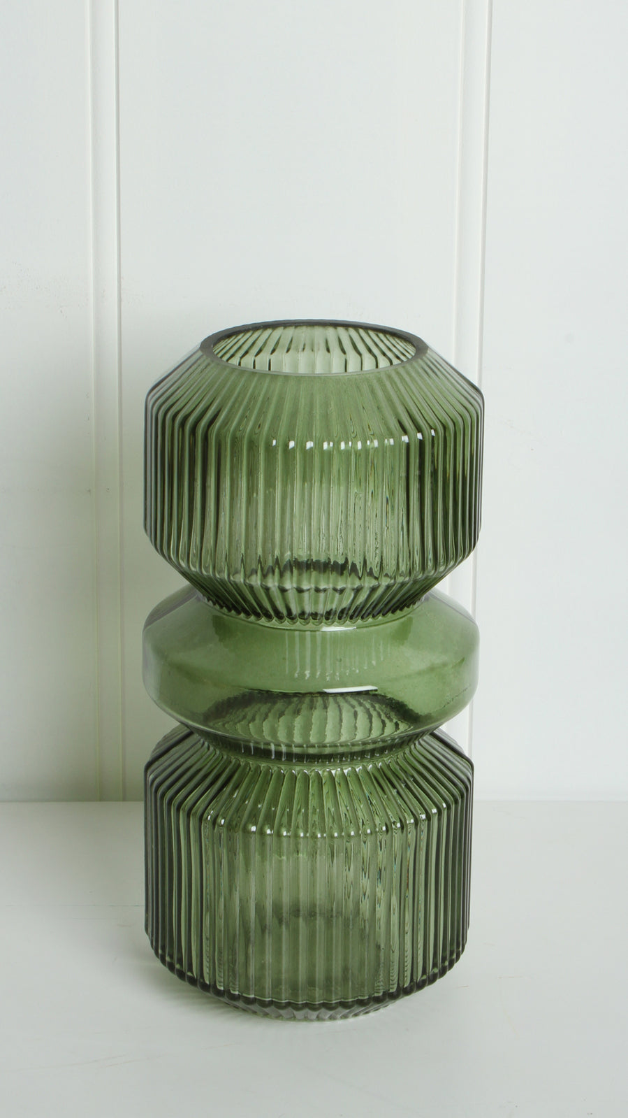 Maine & Crawford 25x13cm Bil Ribbed Glass Cylinder Vase w/ Rope Handle Decor — image 2