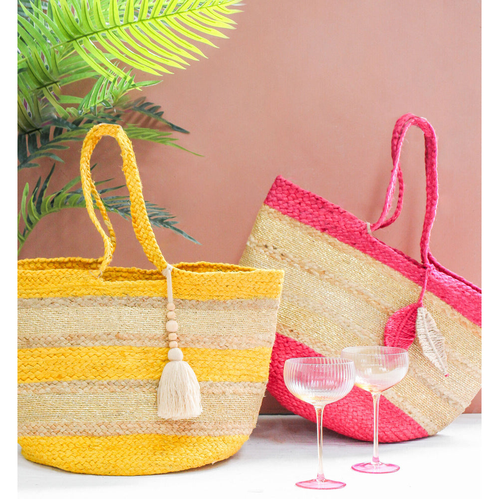 LVD Vita 50cm Jute Shopper Bag Ladies/Women's Boho Handbag w/ Handle Yellow/Beige — image 2