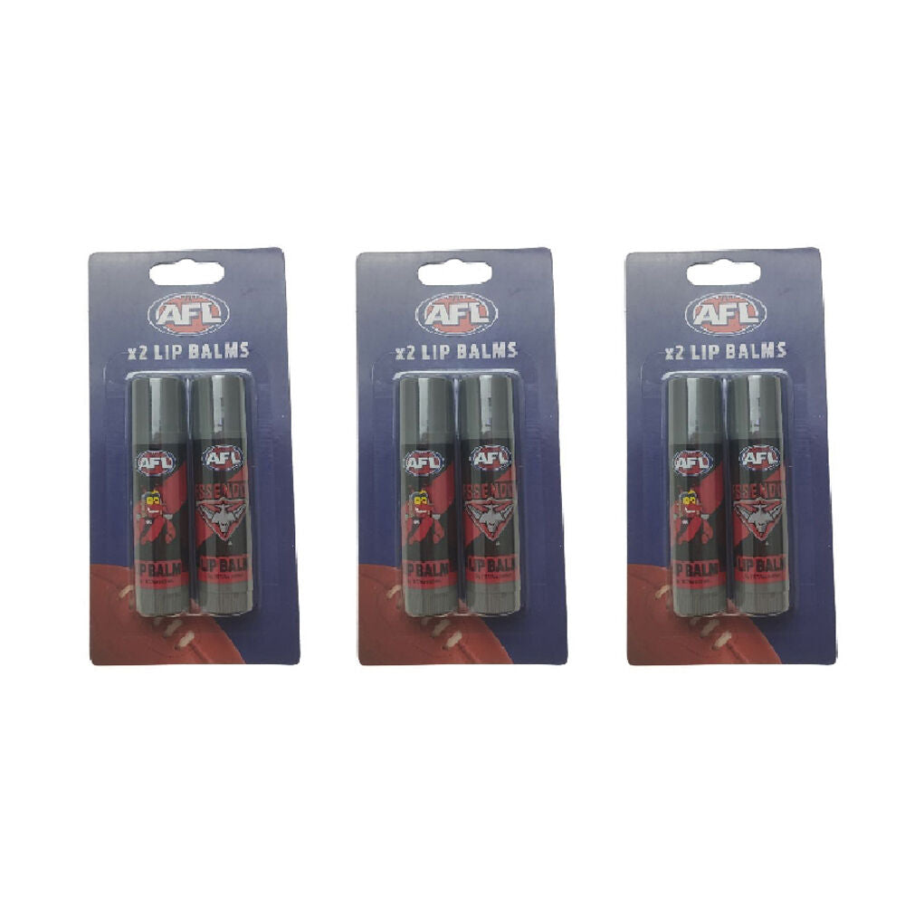 Afl Lip Balm Two Pack Essendon Protective Moisturising Nourishing Soothing (3 Pack)