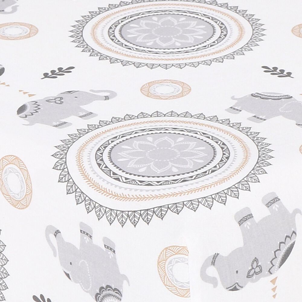 The Peanutshell Boho Cotton Fitted Sheet Elephant & Medallion Print 135x77cm — image 2