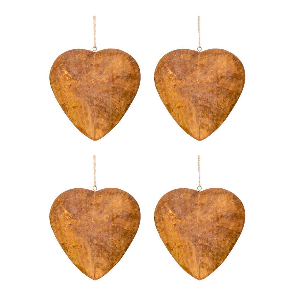 A.Fresco Garden 12cm Rust 3D Metal Heart Ornament Outdoor/Yard Patio Home Decor Medium (4 Pack)