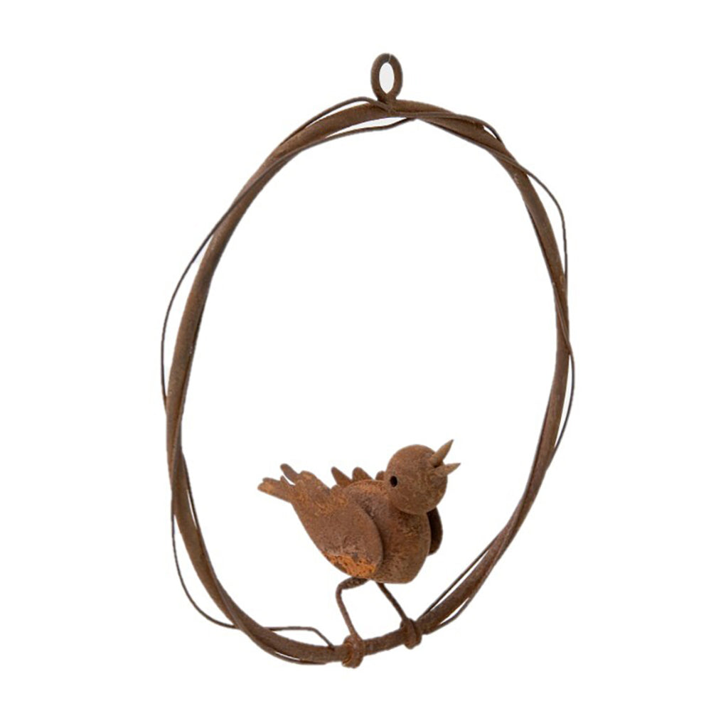 A.Fresco Garden 18cm Hanging Metal Rust Bird Ring Outdoor Ornament Yard Patio Home Decor