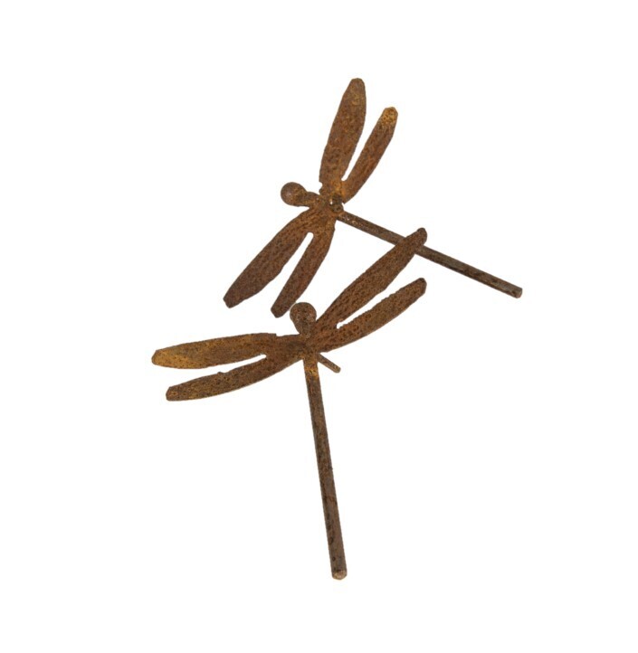 A.Fresco Garden Rust Metal 8x7cm Dragonfly Spike Outdoor Ornament Yard Patio Decor (4 Pack) — image 3