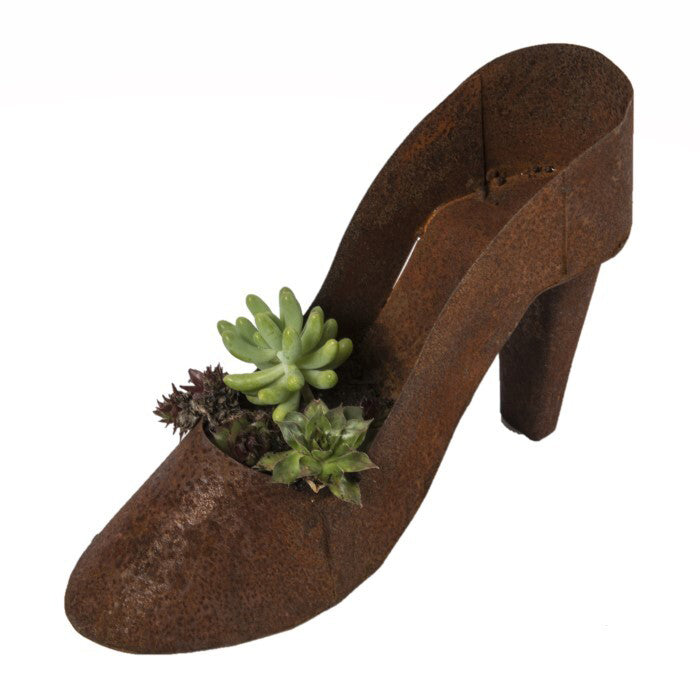 A.Fresco Garden 22cm Rust Metal High Heel Planter Outdoor Ornament Yard Patio Home Decor