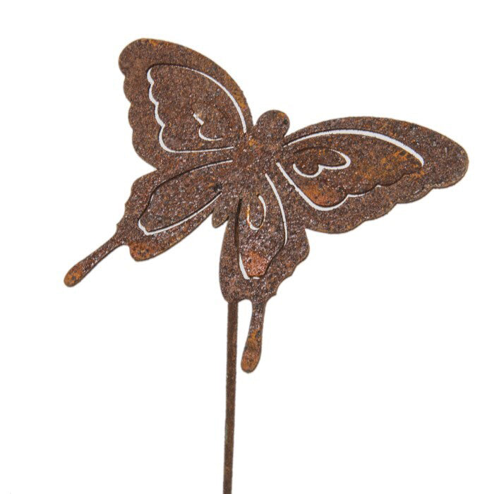 A.Fresco Garden 50cm Rust Metal Butterfly Stick Outdoor Ornament Yard Patio Decor Small