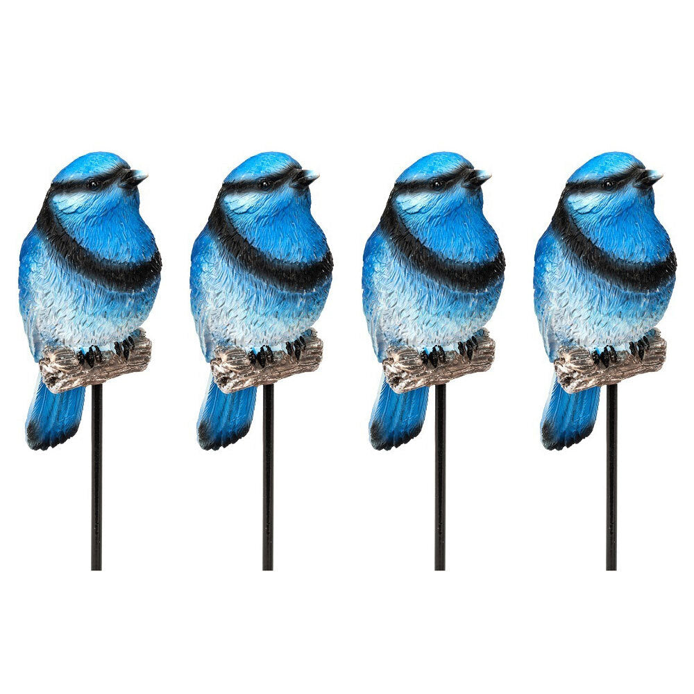 A.Fresco Garden Polyresin 25cm Blue Bird on Stick Outdoor Ornament Yard Patio Decor (4 Pack)