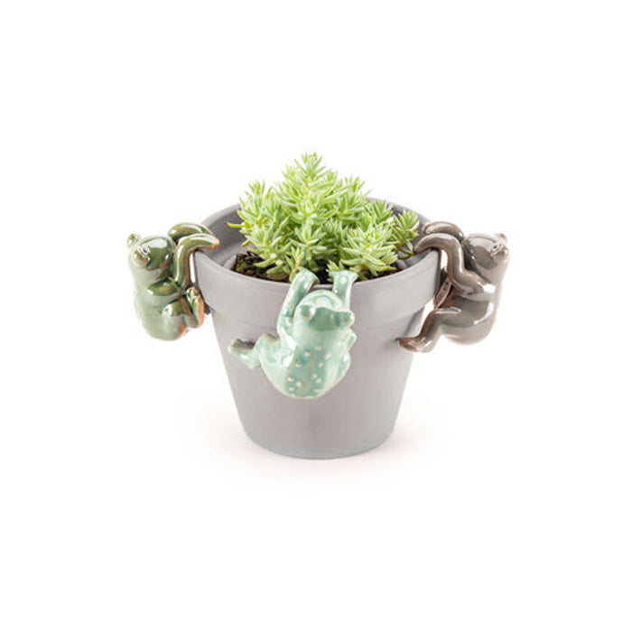 A.Fresco Ceramic 9.7cm Frog Pot Sitter Outdoor Ornament Yard/Patio Garden Decor Assorted