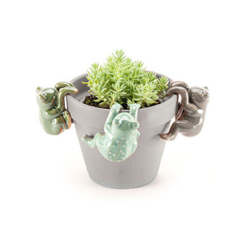 A.Fresco Ceramic 9.7cm Frog Pot Sitter Outdoor Ornament Yard/Patio Garden Decor Assort (4 Pack)