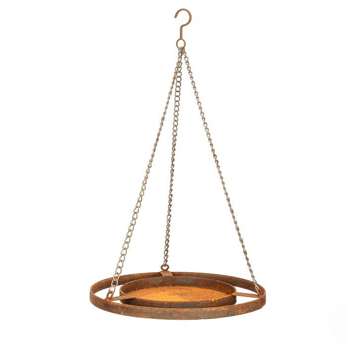 A.Fresco Garden 40cm Round Hanging Metal Bird Feeder Outdoor/Yard Patio Home Decor Rust
