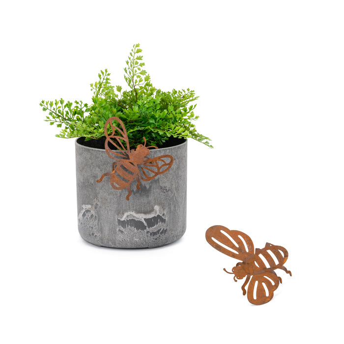 A.Fresco Pot Hanger 14cm Bee Corten Steel Ornament Yard/Patio Garden Decor Small Brown — image 3