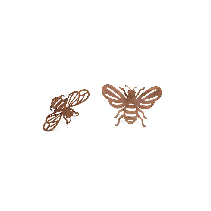 A.Fresco Pot Hanger 14cm Bee Corten Steel Ornament Yard/Patio Garden Decor Small Brown (4 Pack) — image 3