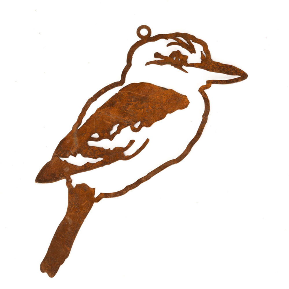A.Fresco Metal Kookaburra Silhouette Wall Hanging Garden Decor 20x27cm Rust