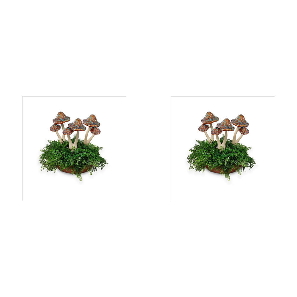 A.Fresco Ceramic Double Mushroom Home/Garden Ornament Decor 12x29cm Brown (2 Pack)