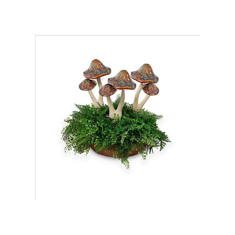 A.Fresco Ceramic Double Mushroom Home/Garden Ornament Decor 12x29cm Brown (2 Pack) — image 2