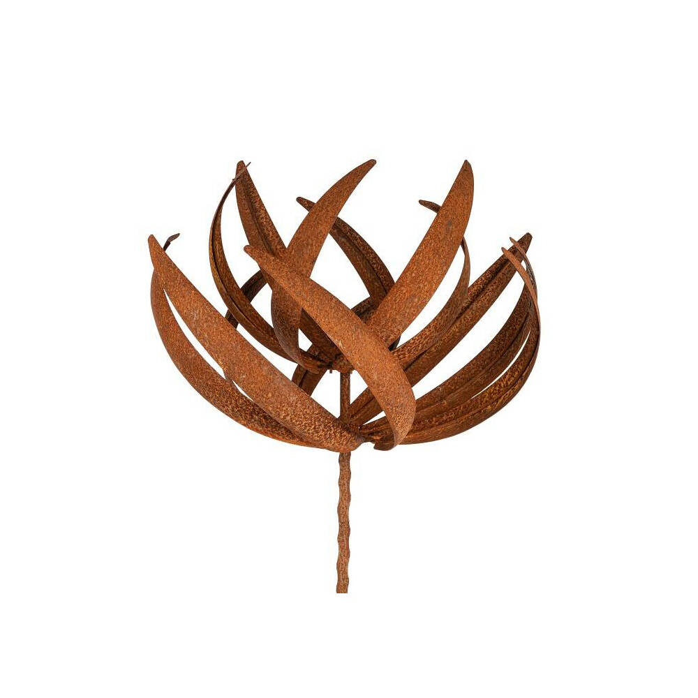 A.Fresco Metal Wind Spinner Lotus Small Home/Garden/Patio Outdoor Decor 60x35cm Rust