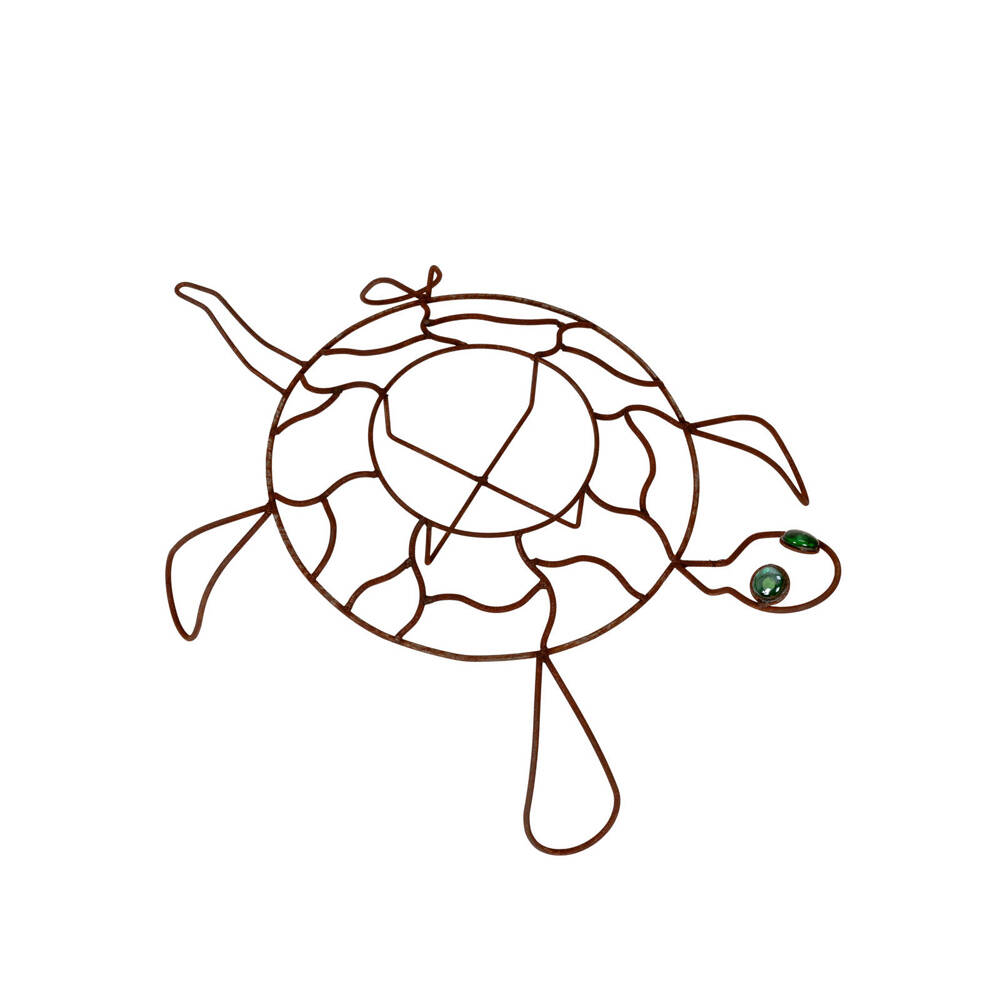 A.Fresco Wire Turtle Planter w/ Green Eyes Home/Garden Display Decor 78x57cm Rust — image 2
