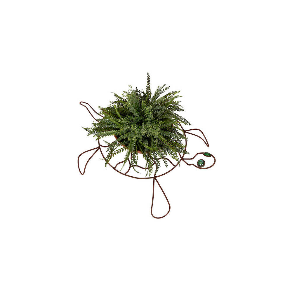 A.Fresco Wire Turtle Planter w/ Green Eyes Home/Garden Display Decor 78x57cm Rust