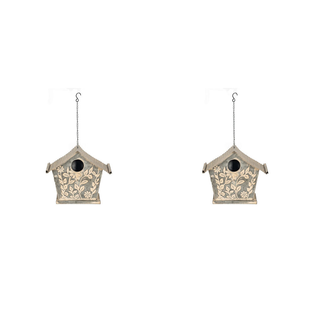 A.Fresco Metal Flower Hanging Bird House/Shelter Home/Garden Decor 23x18.5cm (2 Pack)