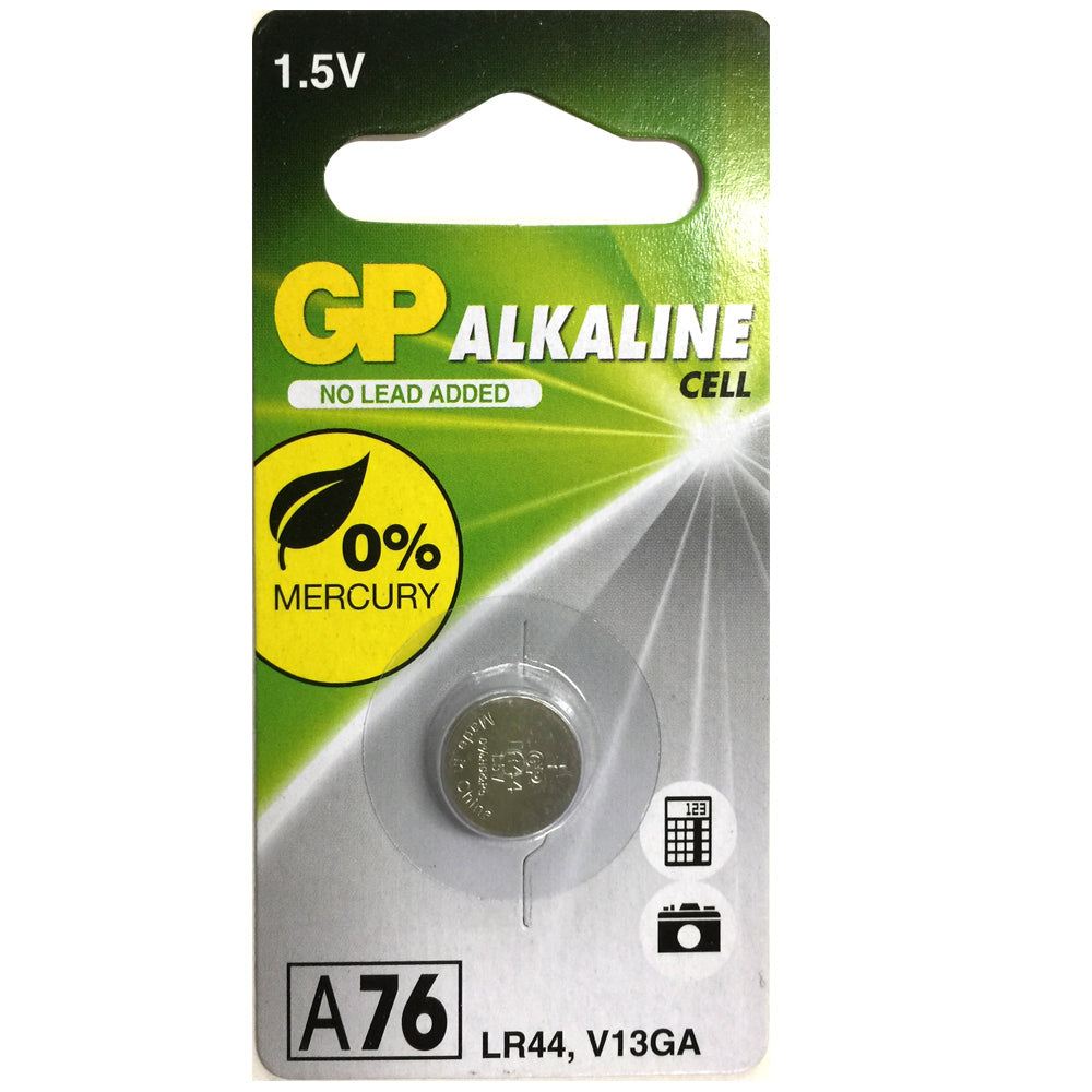 GP LR44 A76 V13GA 1.5V Alkaline Button Cell Batteries for Calculators Watch