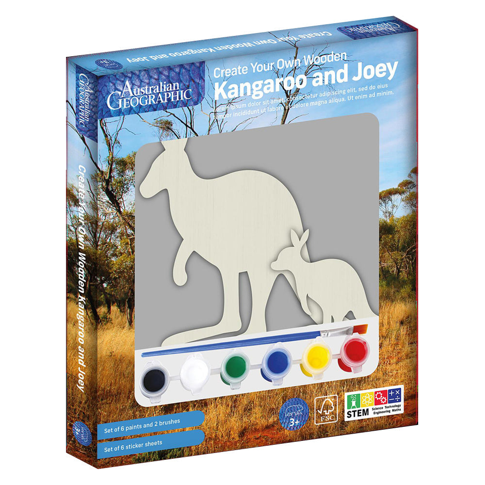 Australian Geographic Kids Create Your Own Wooden Kangaroo and Joey Toy 3+