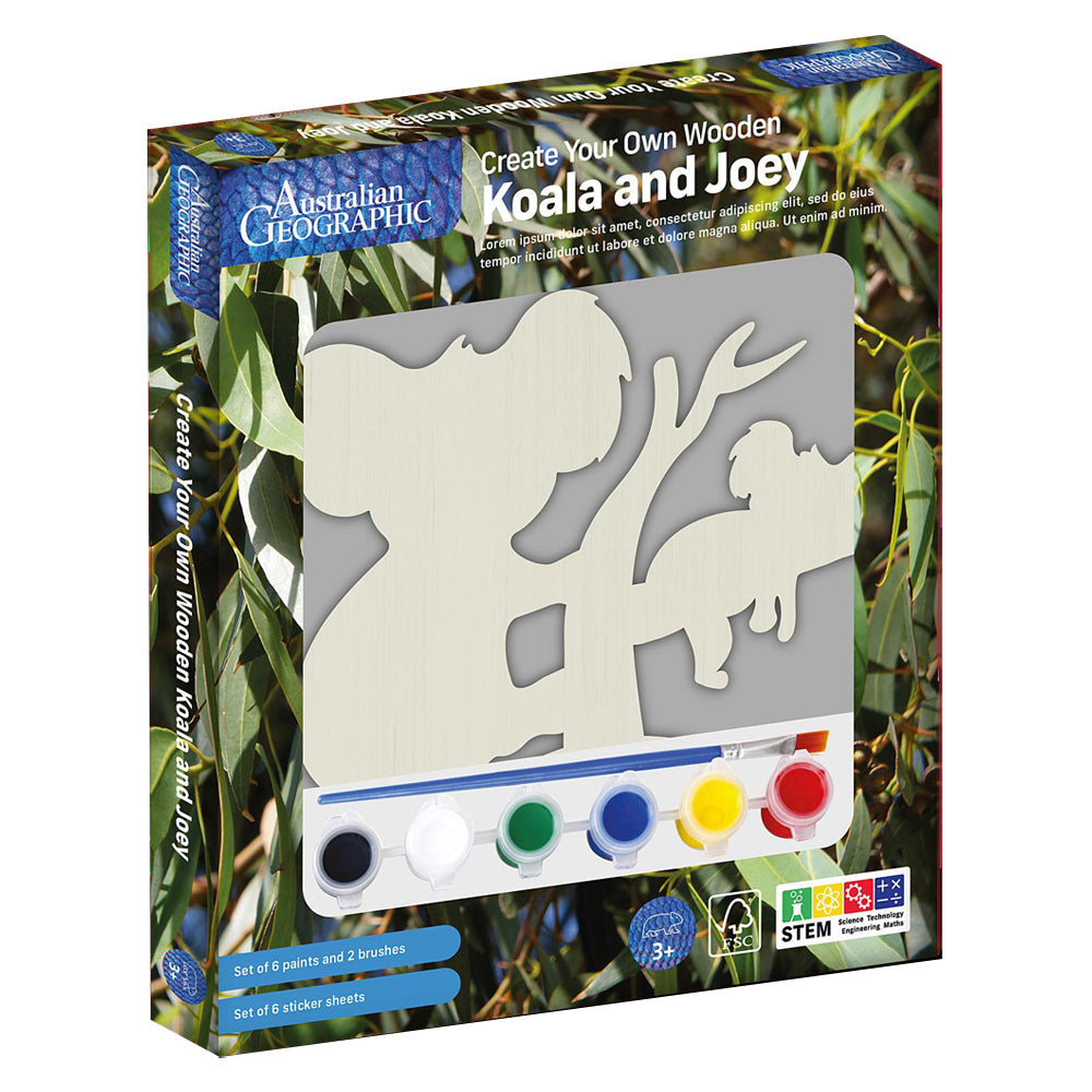Australian Geographic Kids Toy Create Your Own Wooden Koala and Joey 3+